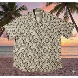Tommy Bahama The Veracruz Cay Mens XL Shirt Black White Palm Leaf Print Viscose